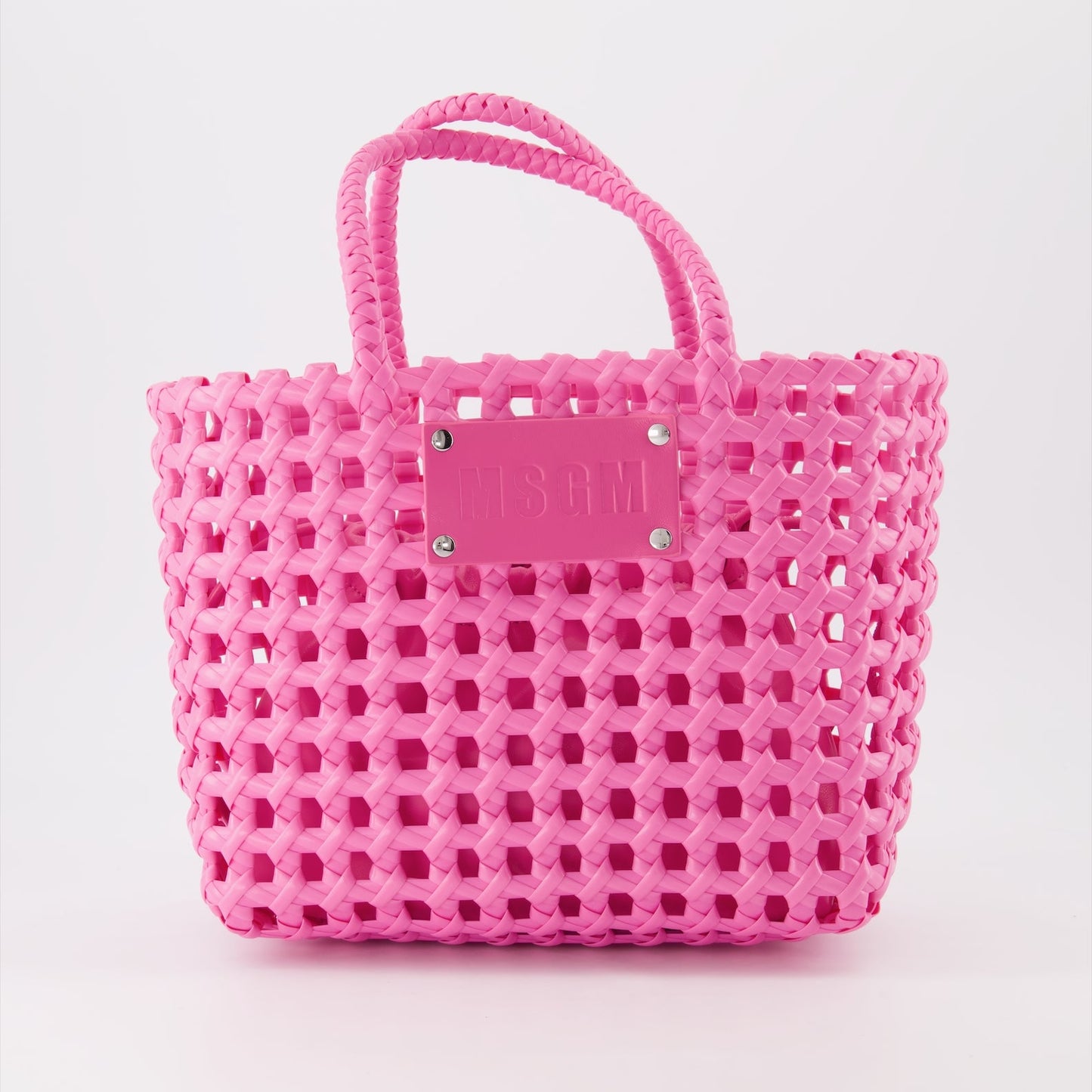 Pink tote bag, Woven bag, Luxury tote, MSGM bag, Designer handbag