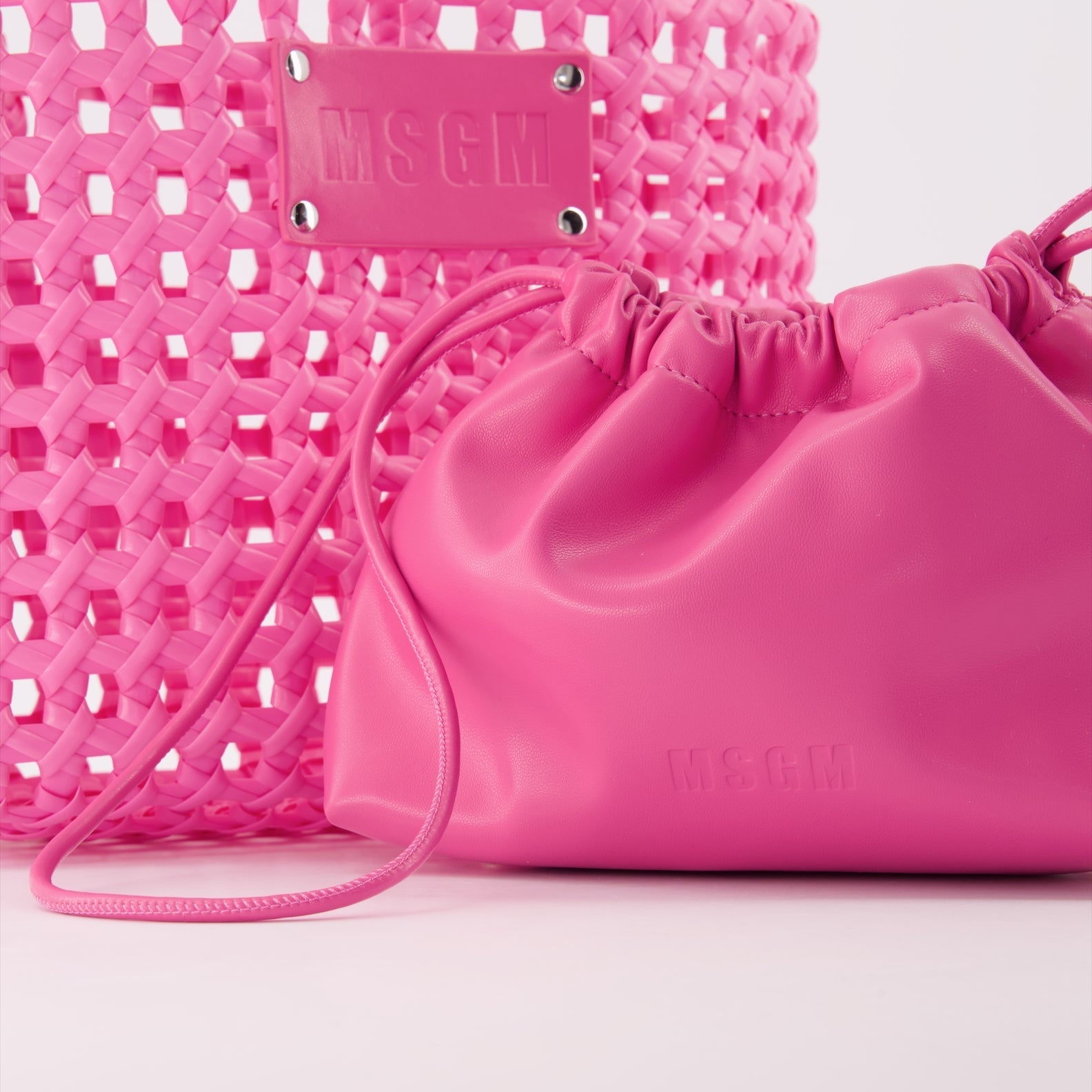 Pink tote bag, Woven bag, Luxury tote, MSGM bag, Designer handbag