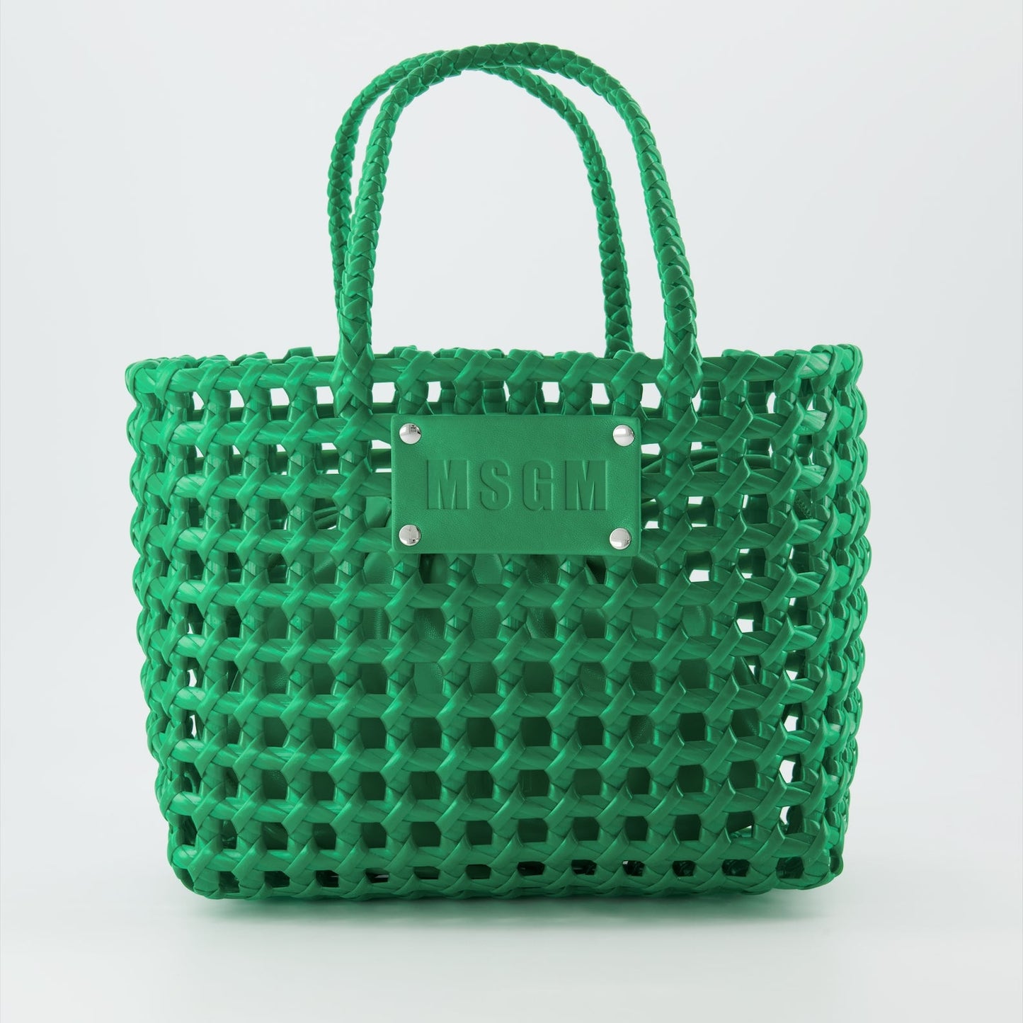 Green Tote Bag, MSGM Handbag, Luxury Tote Bag, Women's Braided Bag, Designer Tote Bag