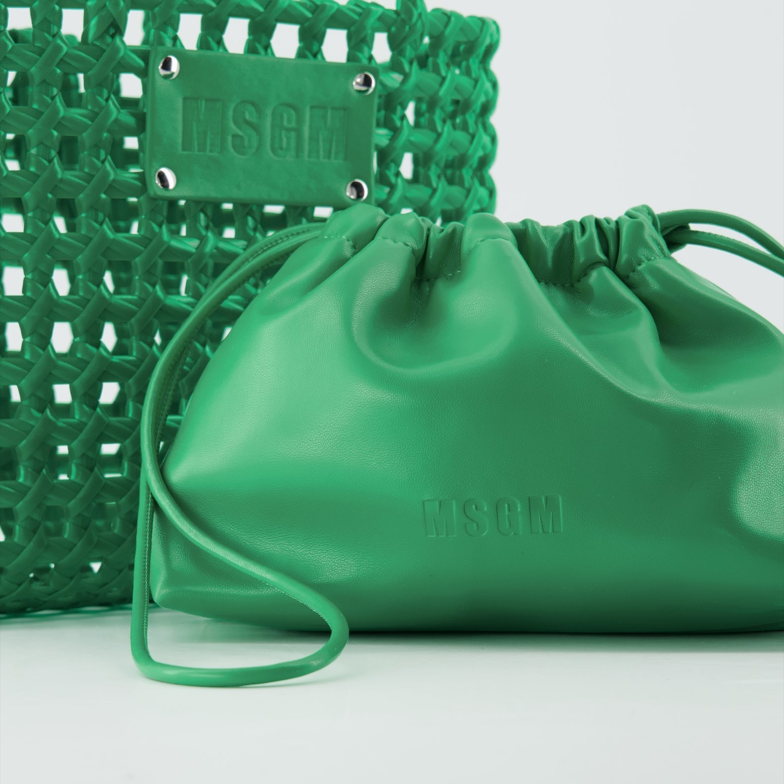 Green Tote Bag, MSGM Handbag, Luxury Tote Bag, Women's Braided Bag, Designer Tote Bag