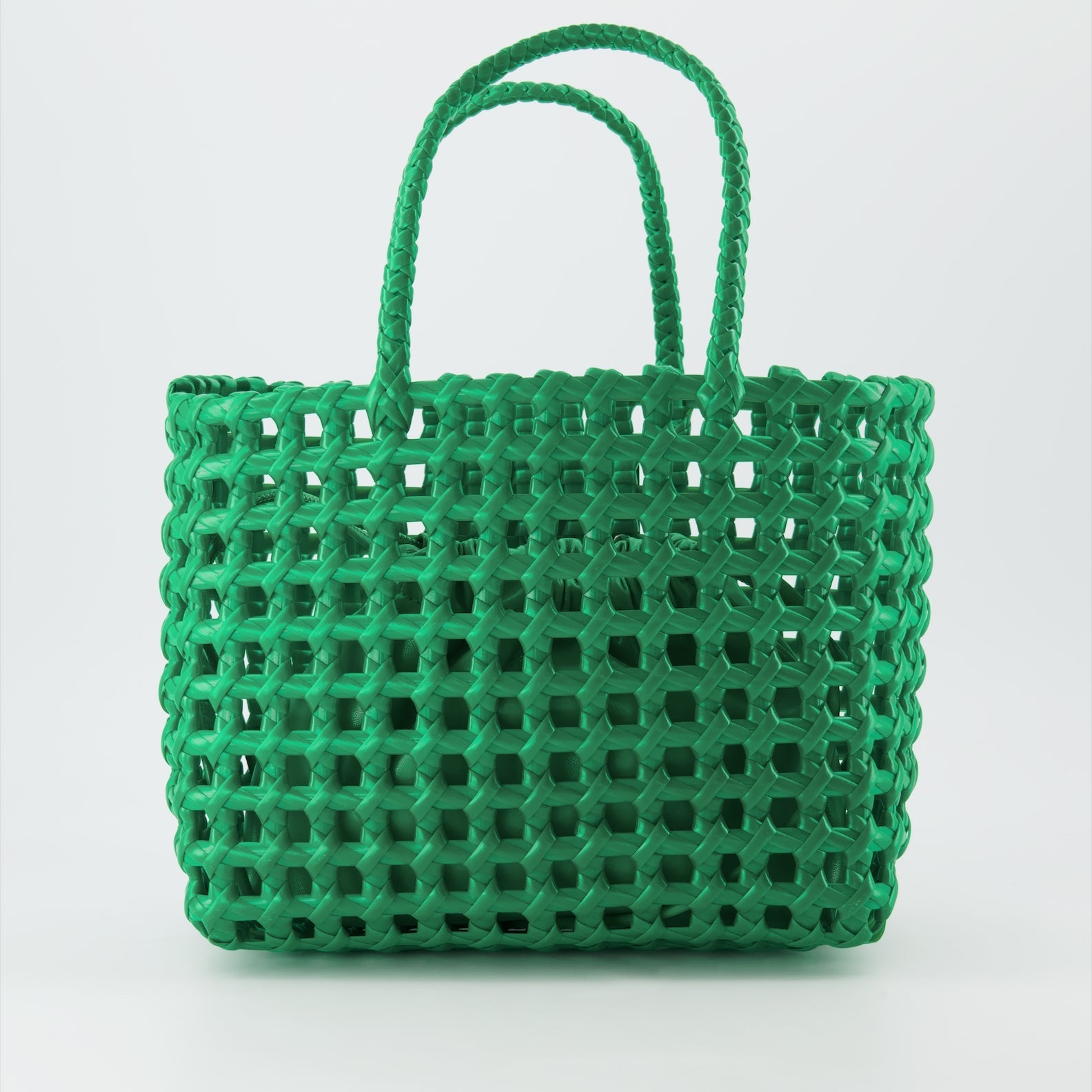 Green Tote Bag, MSGM Handbag, Luxury Tote Bag, Women's Braided Bag, Designer Tote Bag