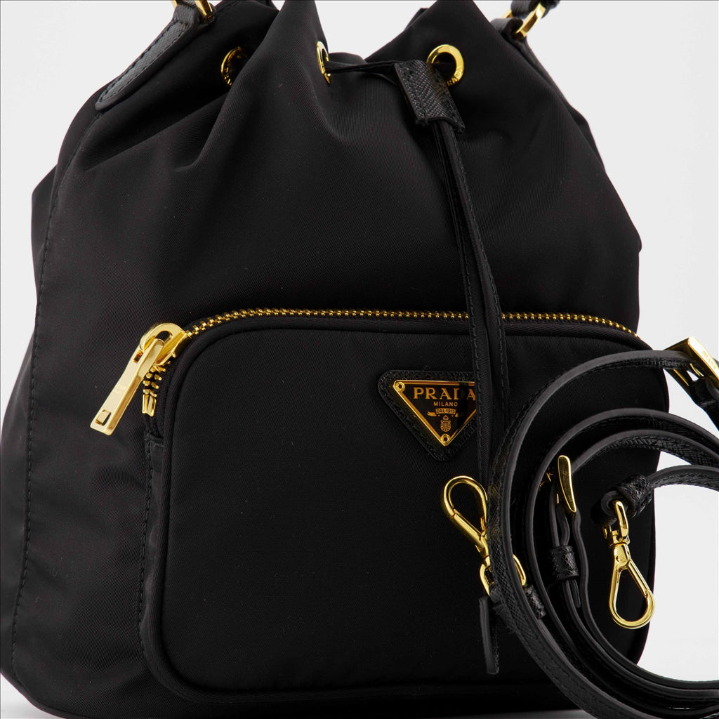 Prada Sac Duet, Luxury Handbag, Women's Designer Accessories, Elegant Black Bag, High-end Fashion