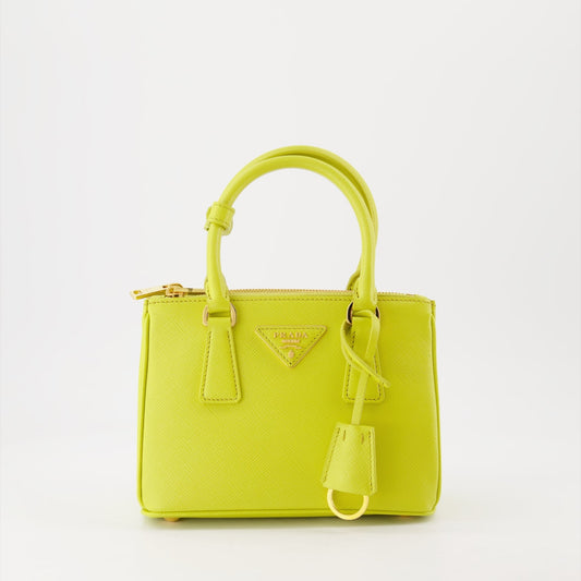 Prada handbag, Saffiano leather bag, luxury women’s bag, yellow Galleria bag, designer bags