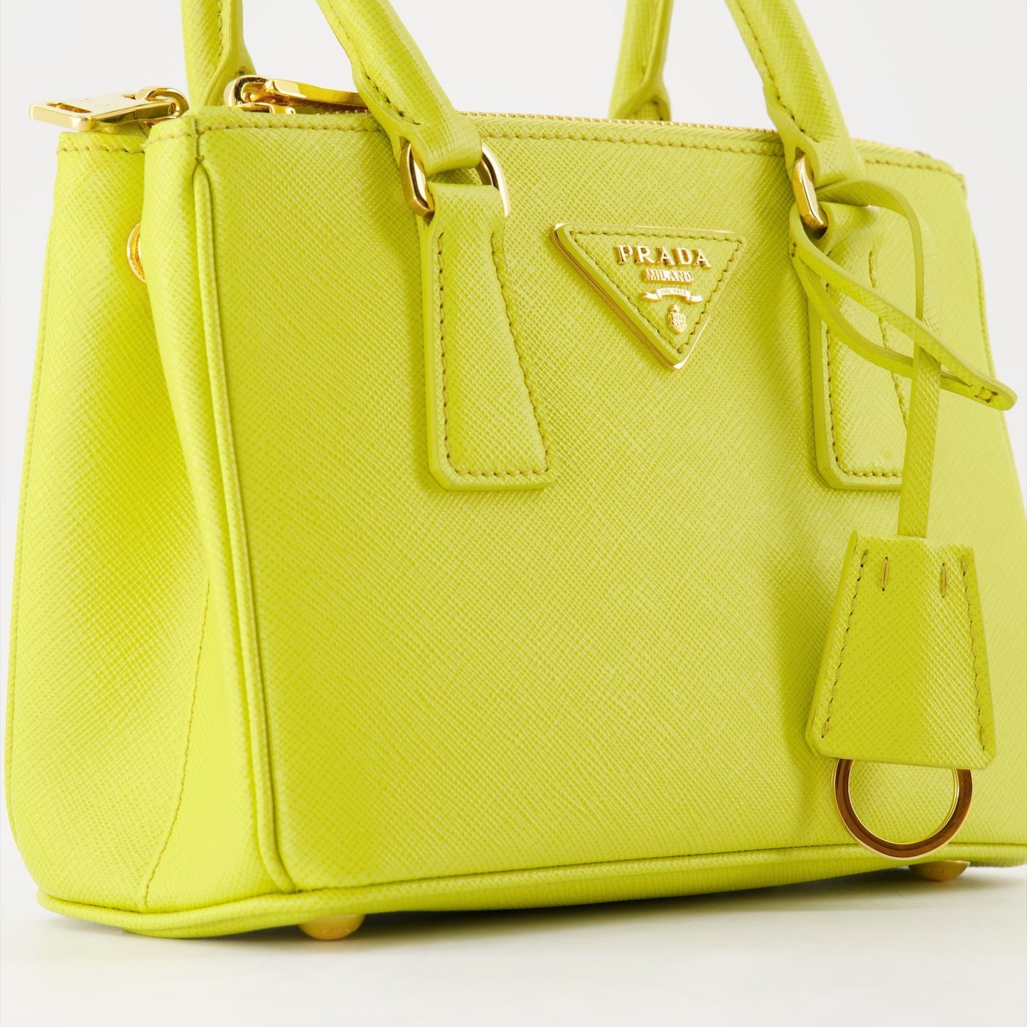 Prada handbag, Saffiano leather bag, luxury women’s bag, yellow Galleria bag, designer bags