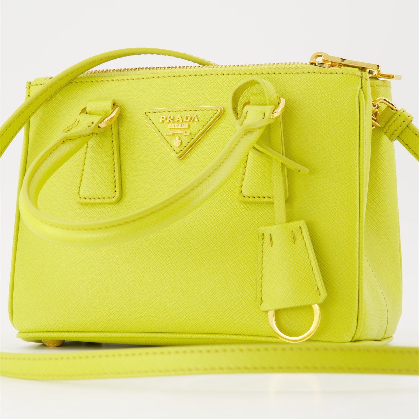 Prada handbag, Saffiano leather bag, luxury women’s bag, yellow Galleria bag, designer bags