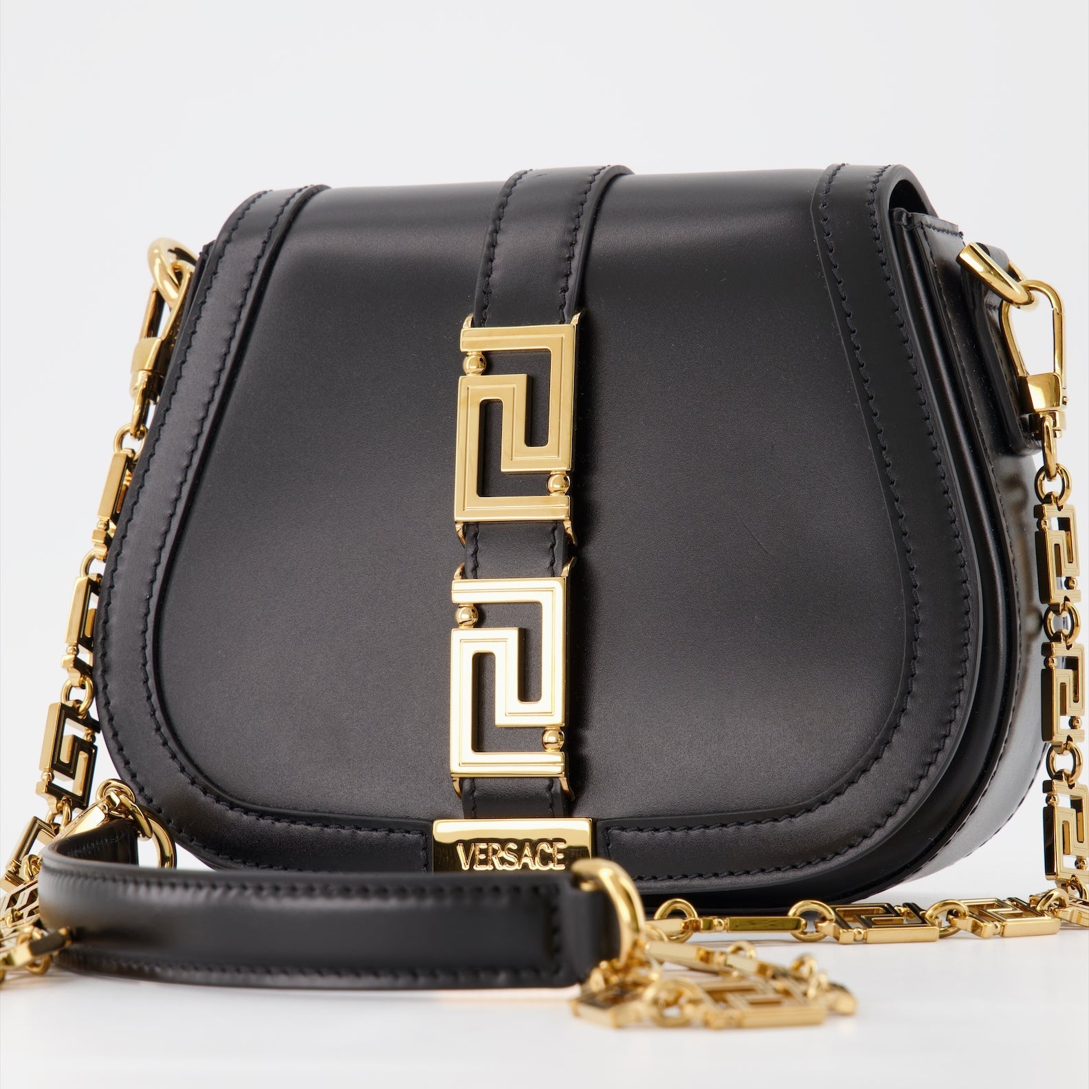 Versace, Greca Goddess, Leather Bag, Luxury Handbag, Black Leather