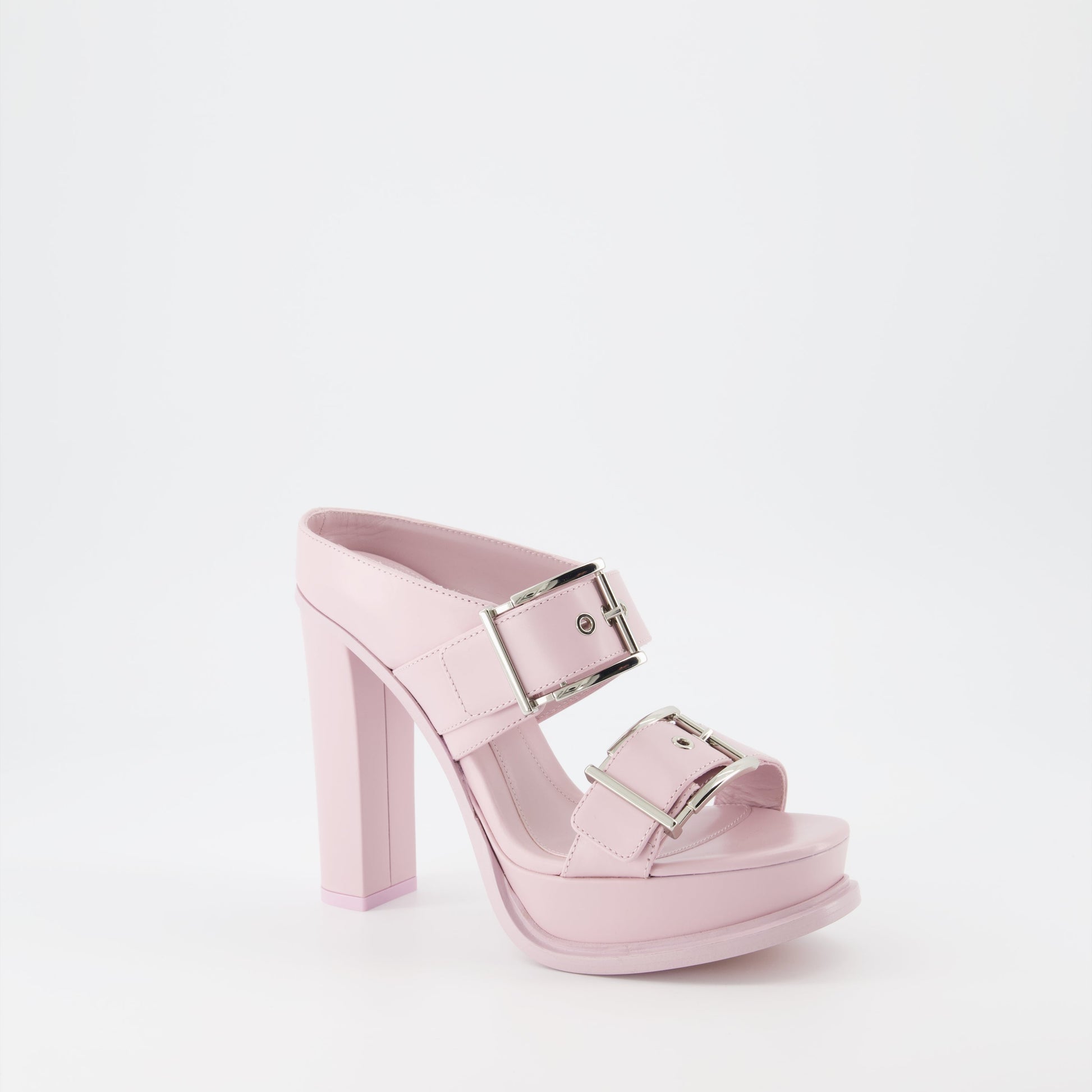 Alexander McQueen sandals, Pink platform sandals, Women's luxury footwear, Buckle sandals, Designer women’s shoes