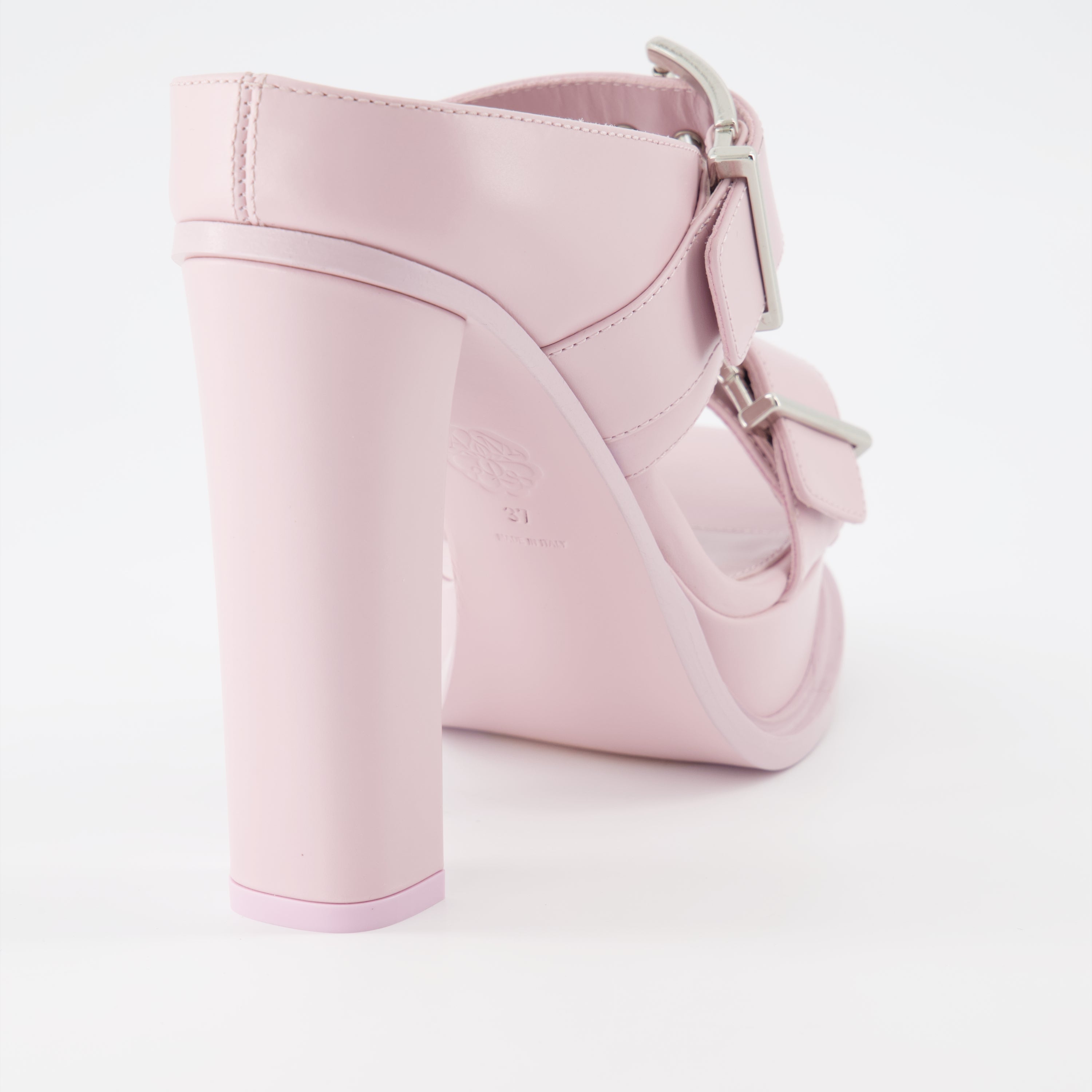 Alexander McQueen sandals, Pink platform sandals, Women's luxury footwear, Buckle sandals, Designer women’s shoes