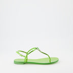 Giuseppe Zanotti, green leather sandals, luxury women's shoes, elegant footwear, high-end fashion