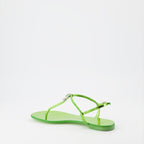 Giuseppe Zanotti, green leather sandals, luxury women's shoes, elegant footwear, high-end fashion
