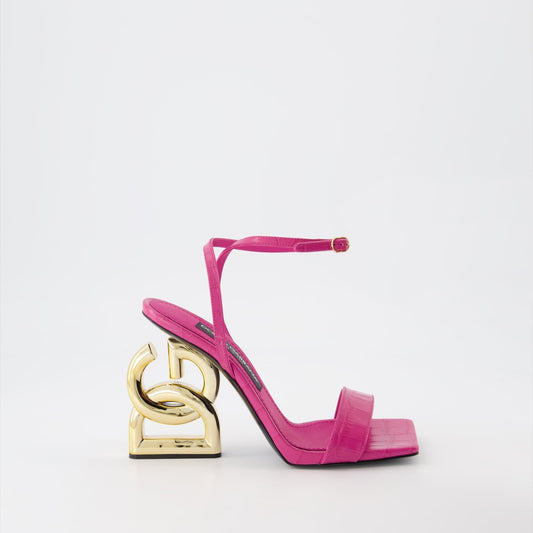 Dolce & Gabbana, pink leather sandals, luxury footwear, women's designer shoes, elegant sandals