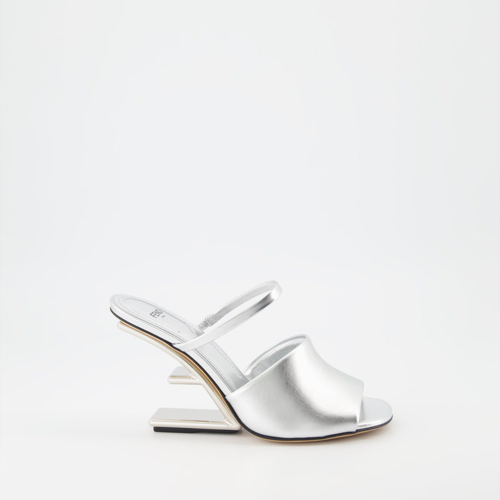 Fendi First sandals, silver sandals, designer footwear, open toe sandals, Fendi shoes