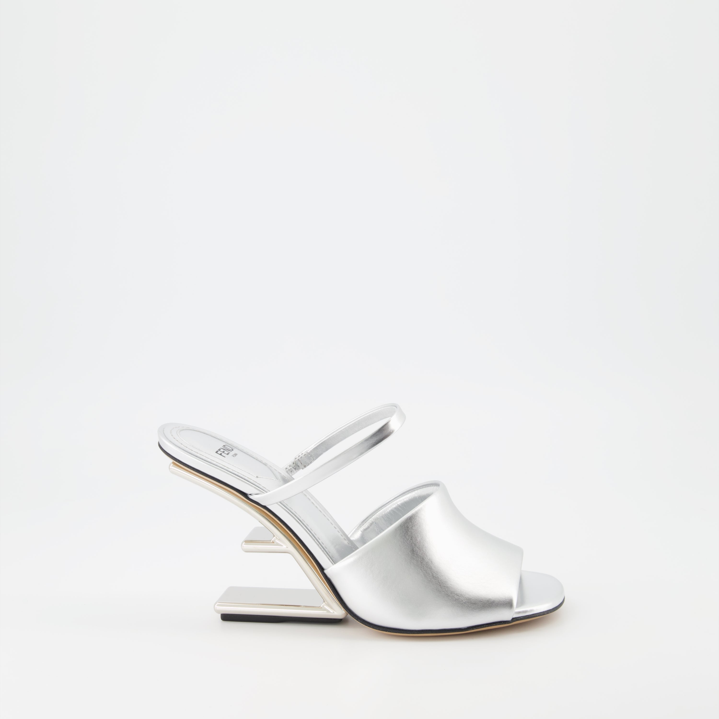 Fendi First sandals, silver sandals, designer footwear, open toe sandals, Fendi shoes