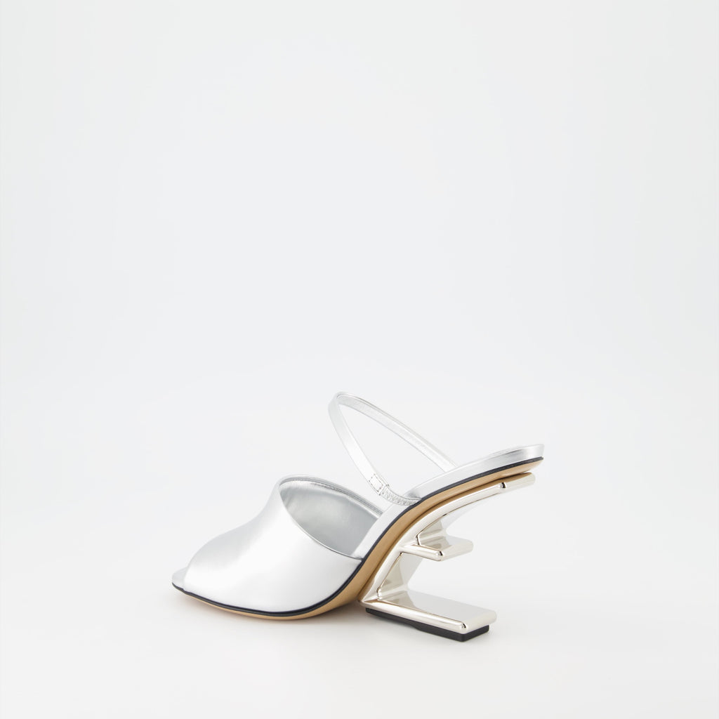 Fendi First sandals, silver sandals, designer footwear, open toe sandals, Fendi shoes