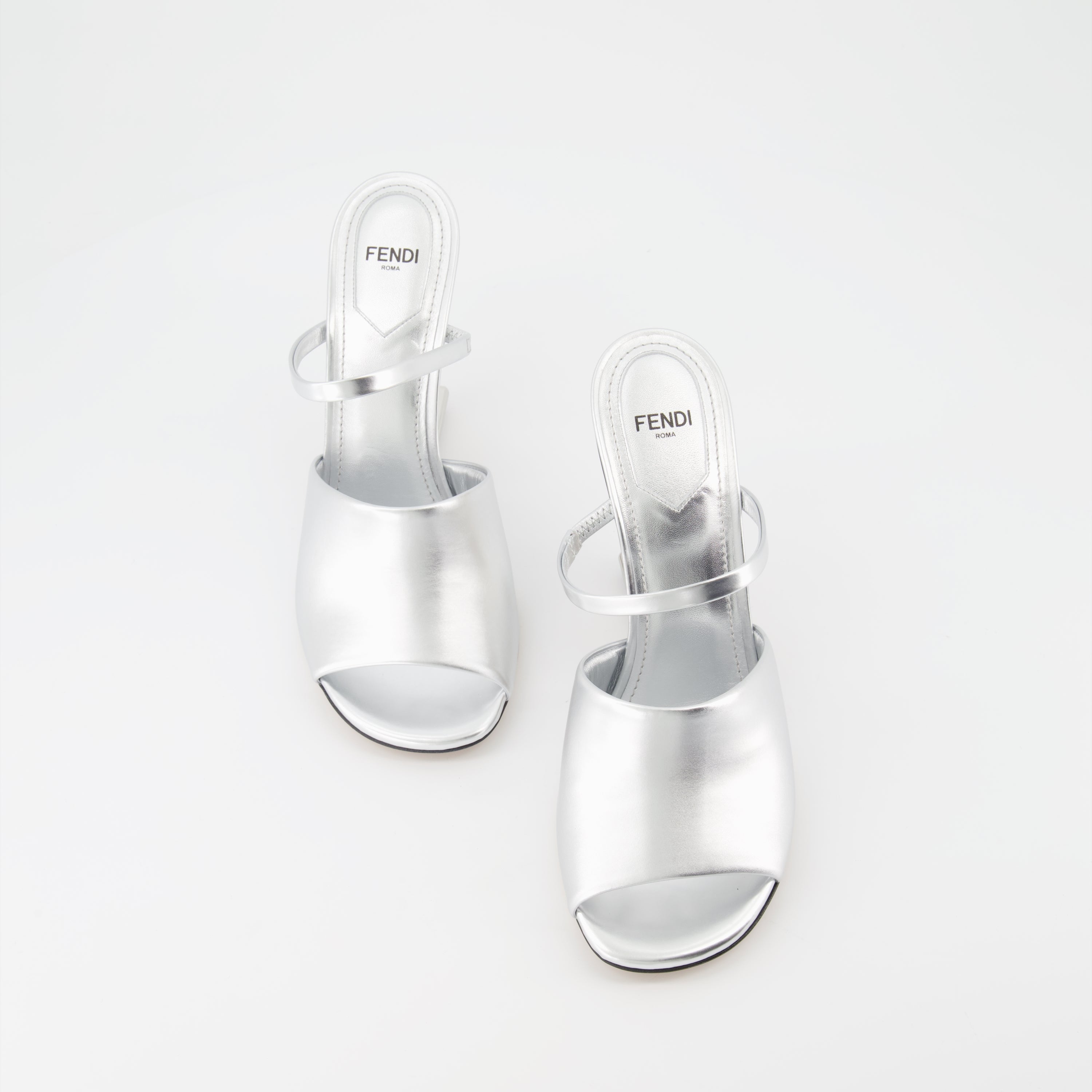 Fendi First sandals, silver sandals, designer footwear, open toe sandals, Fendi shoes