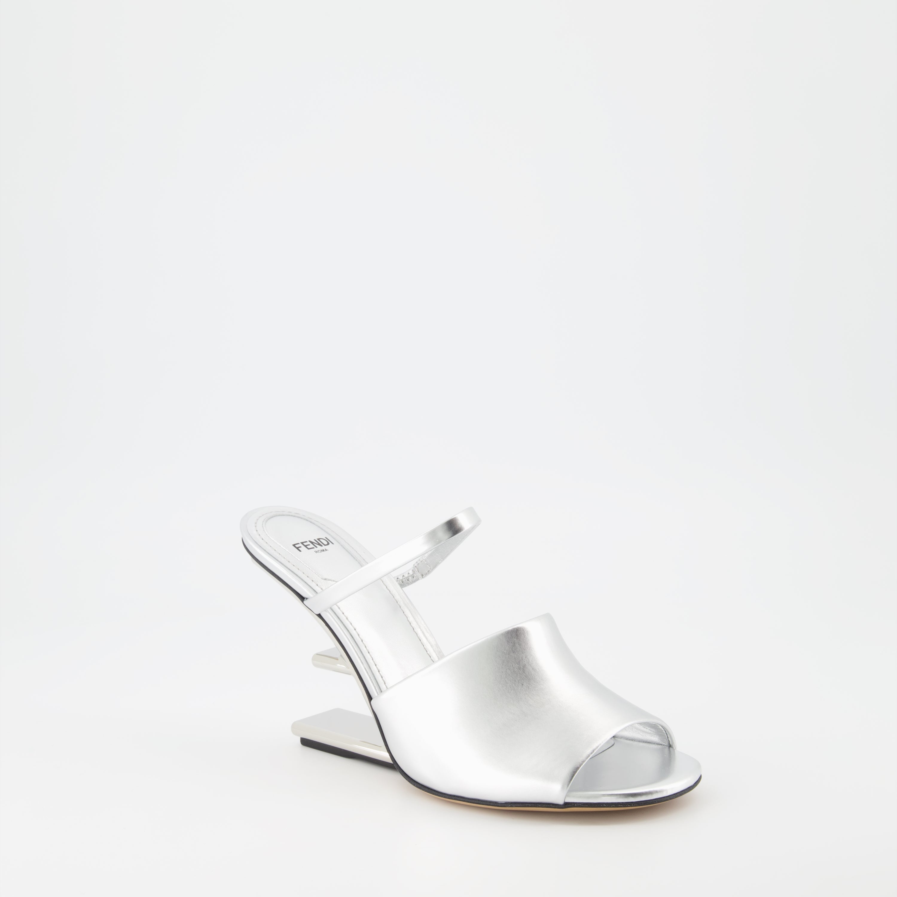 Fendi First sandals, silver sandals, designer footwear, open toe sandals, Fendi shoes
