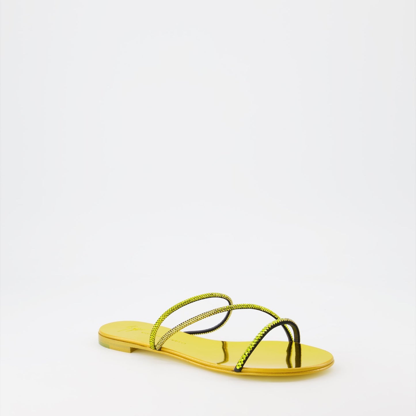 luxury sandals, Giuseppe Zanotti, yellow sandals, high-end footwear, women's designer shoes