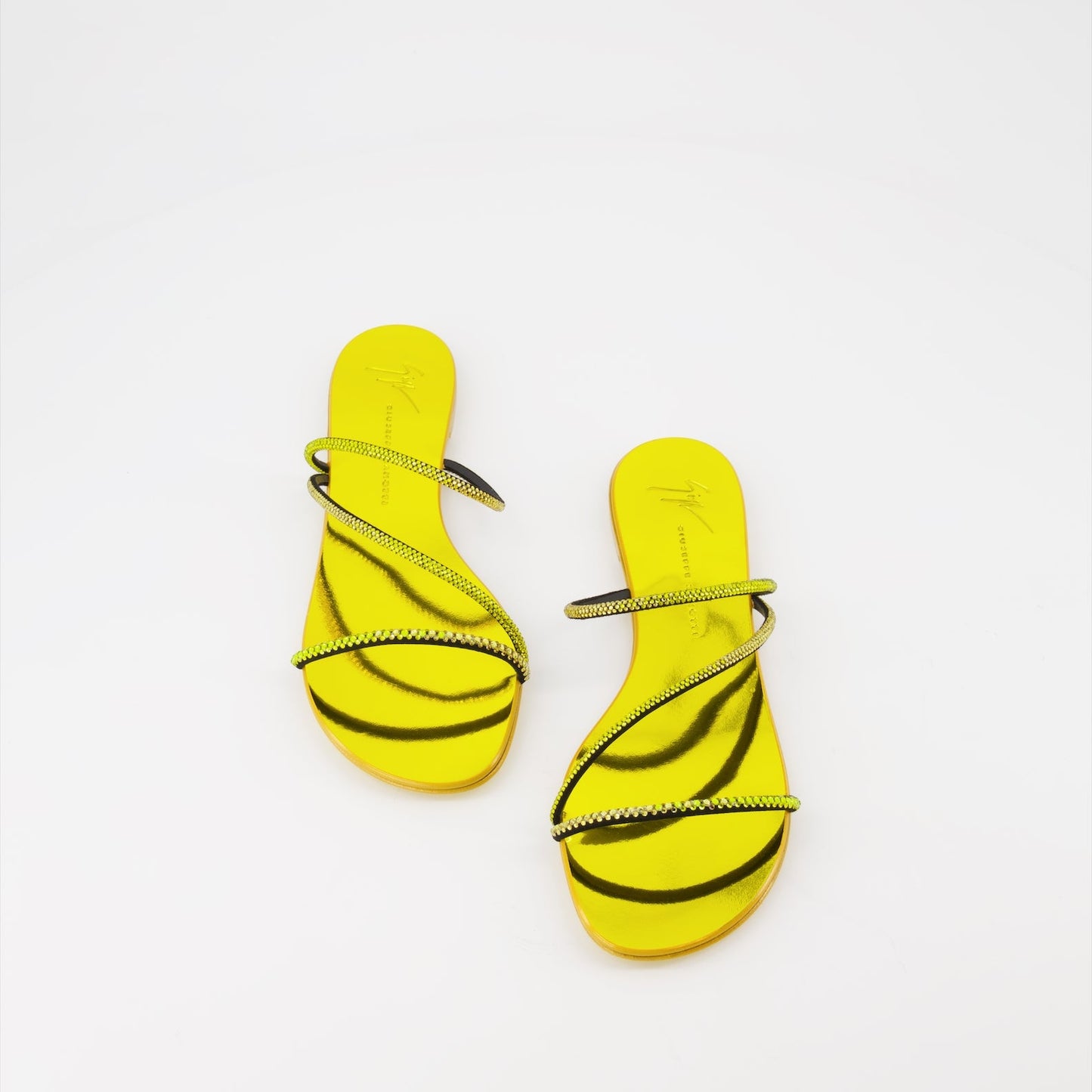 luxury sandals, Giuseppe Zanotti, yellow sandals, high-end footwear, women's designer shoes