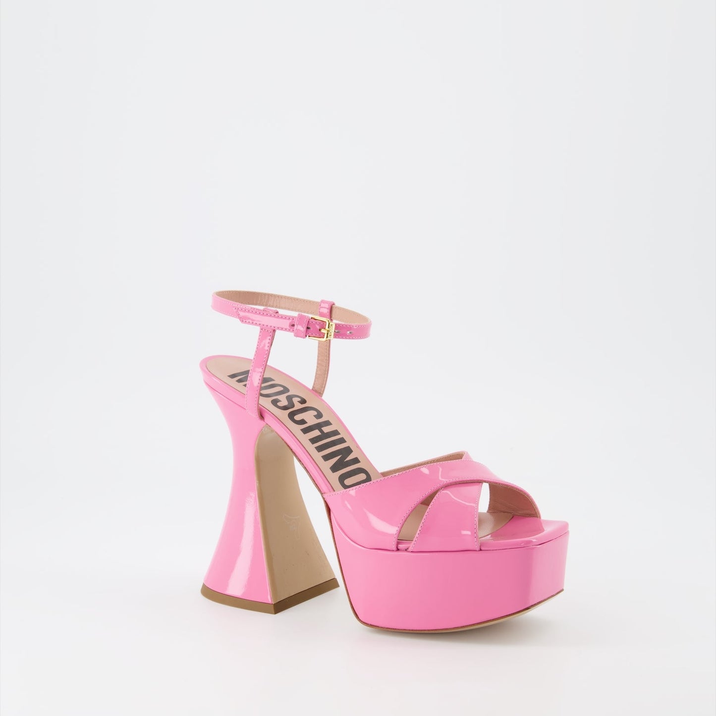 Moschino, platform sandals, pink sandals, luxury footwear, women's fashion