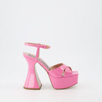 Immagine di sandali rosa a piattaforma di Moschino per donne - Stagione Primavera-Estate 2023 - Vista laterale destra