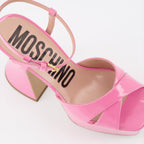 Immagine di sandali rosa a piattaforma di Moschino per donne - Stagione Primavera-Estate 2023 - Vista di dettaglio superiore
