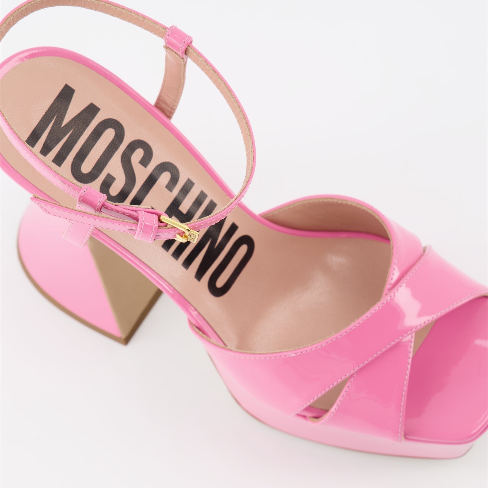 Moschino, platform sandals, pink sandals, luxury footwear, women's fashion