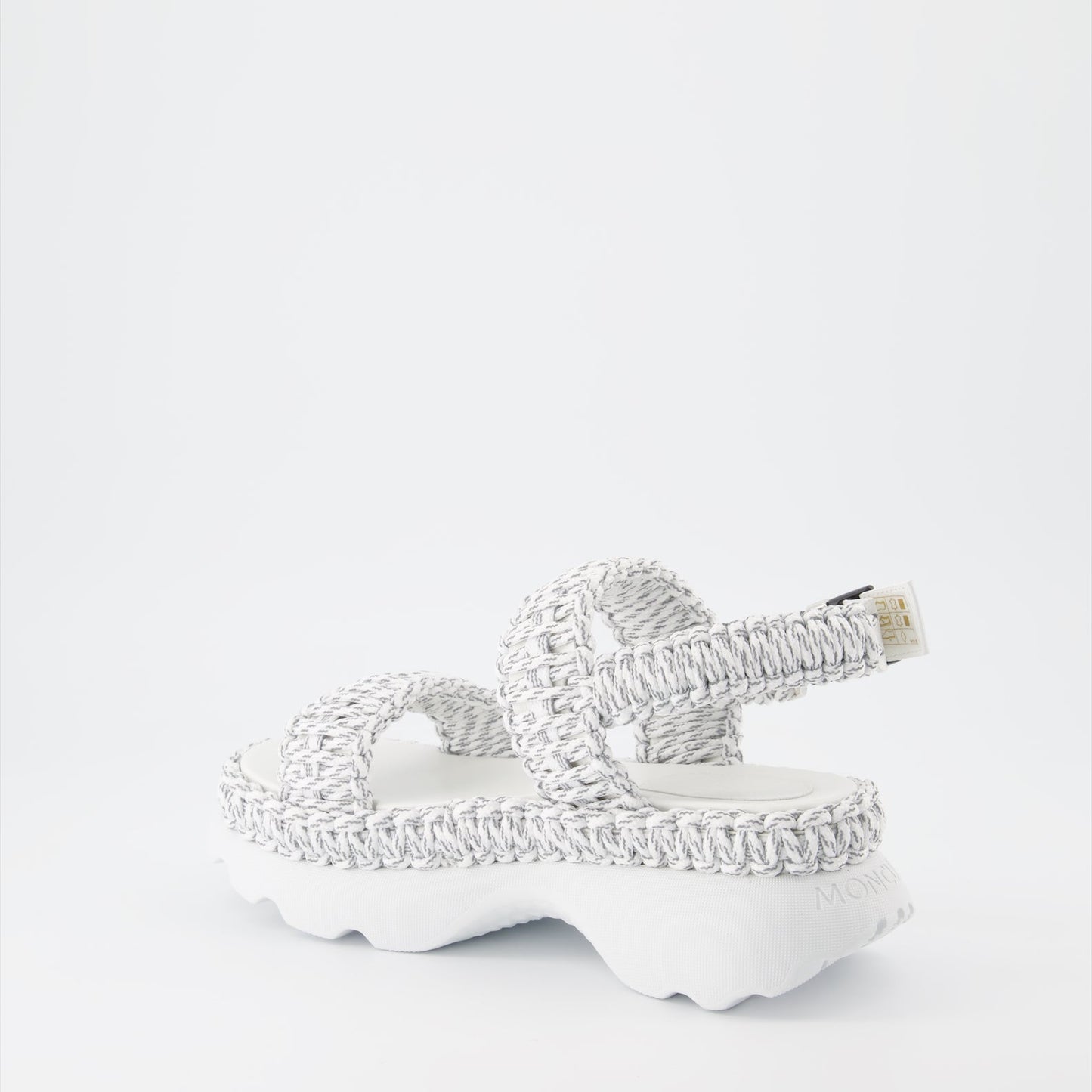 Moncler, woven sandals, luxury women's footwear, gray sandals, elegant summer shoes