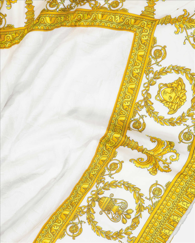 Versace towel, luxury towel, Baroque print, high-end accessories, designer towel