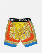 Luxury Children's Shorts, Barocco Goddess Print, Multicolored Shorts, Versace Children's Clothing, High-End Children's Fashion
