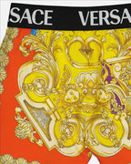 Luxury Children's Shorts, Barocco Goddess Print, Multicolored Shorts, Versace Children's Clothing, High-End Children's Fashion