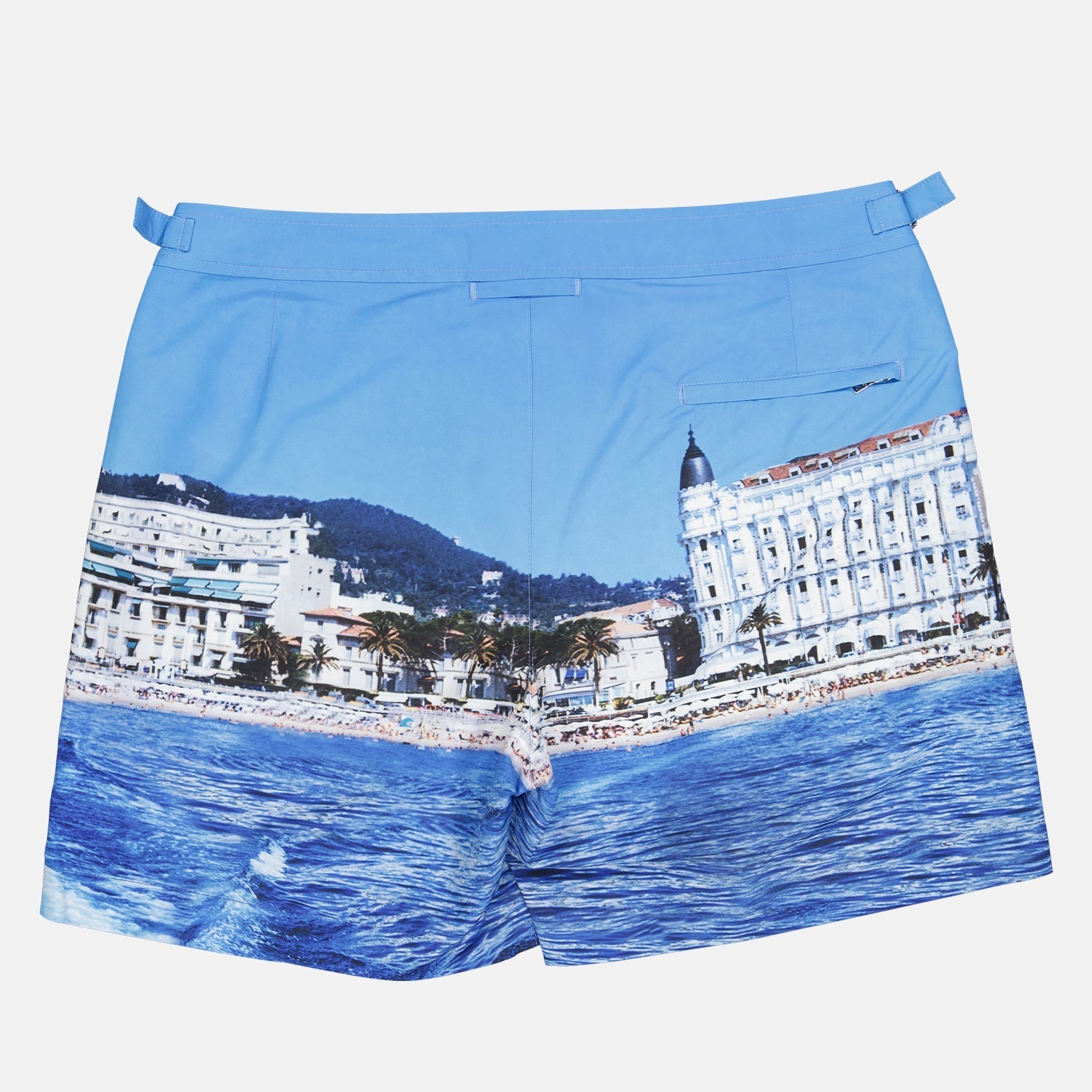 Orlebar Brown swim shorts, luxury men's swimwear, Cannes beachwear, high-end summer fashion, designer swim shorts
