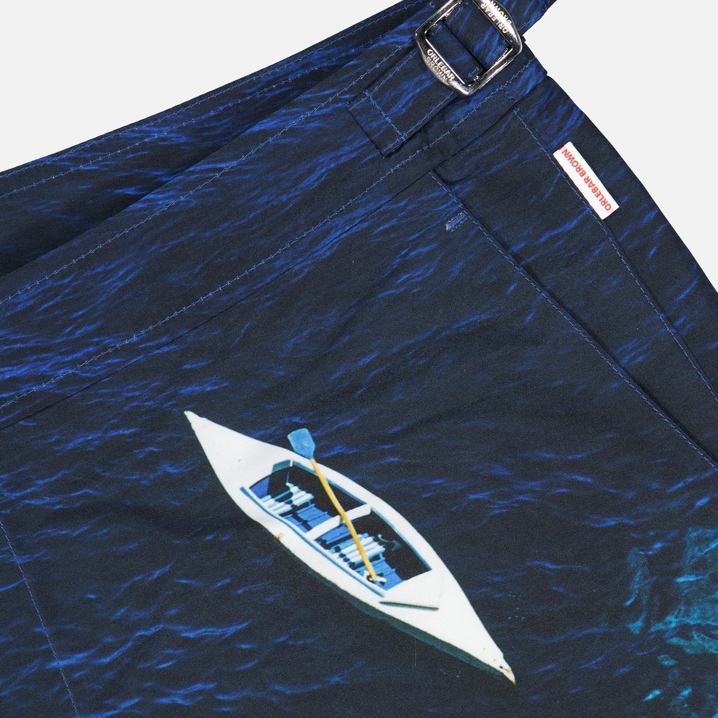 Swim shorts, Orlebar Brown, luxury swimwear, deep sea print, men’s designer swimwear