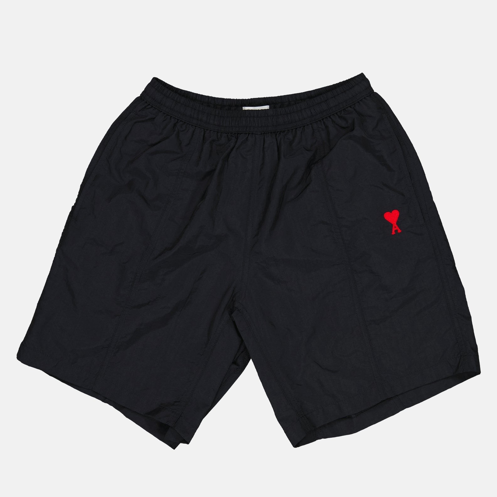 AMI Paris, luxury swimwear, long swim shorts, men's designer swim shorts, black swim trunks