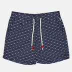 luxury swimwear, Orlebar Brown, mid-length swim shorts, men's fashion, printed swim shorts