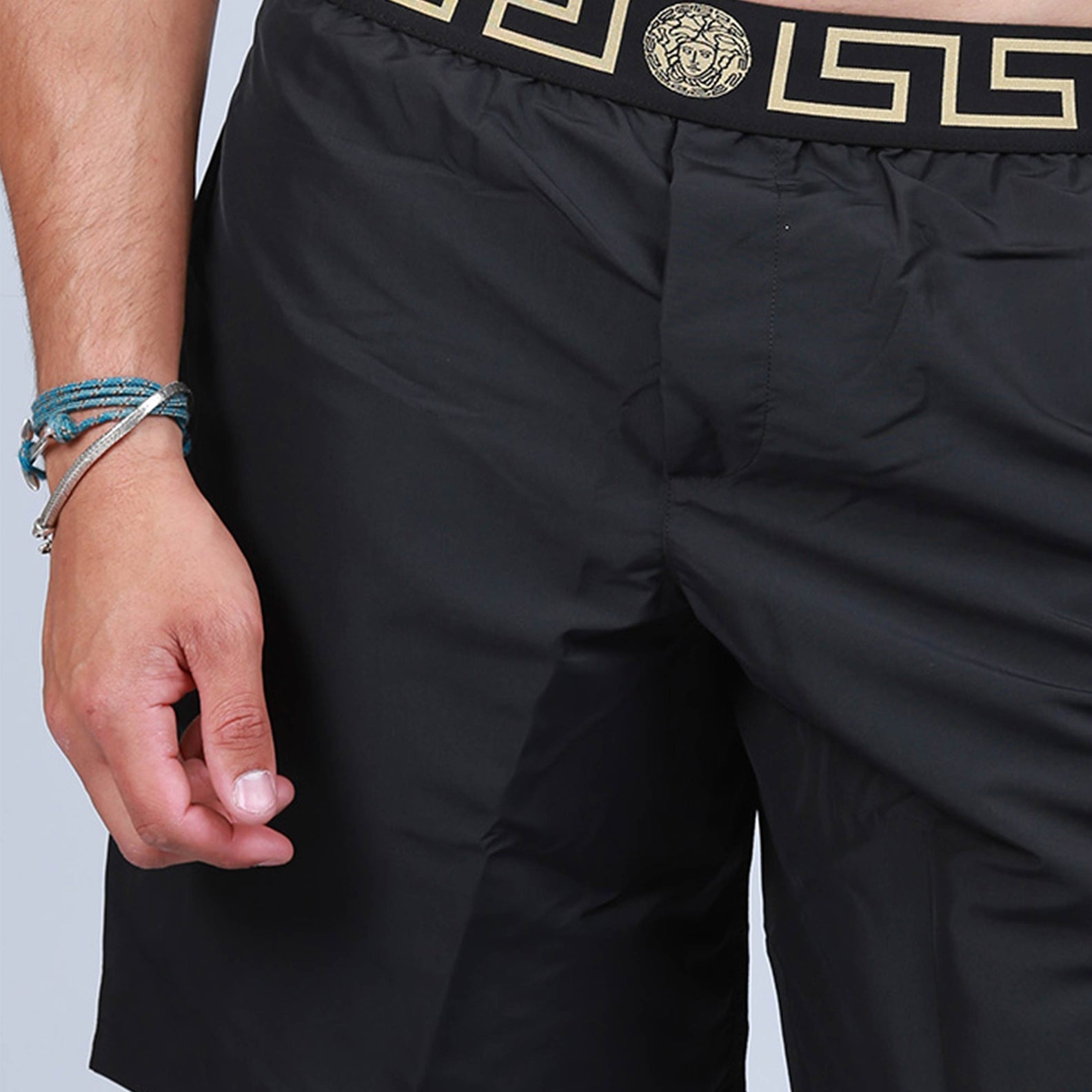 Versace swim shorts, Medusa swimwear, luxury men's swim shorts, designer swimwear, high-end swim shorts