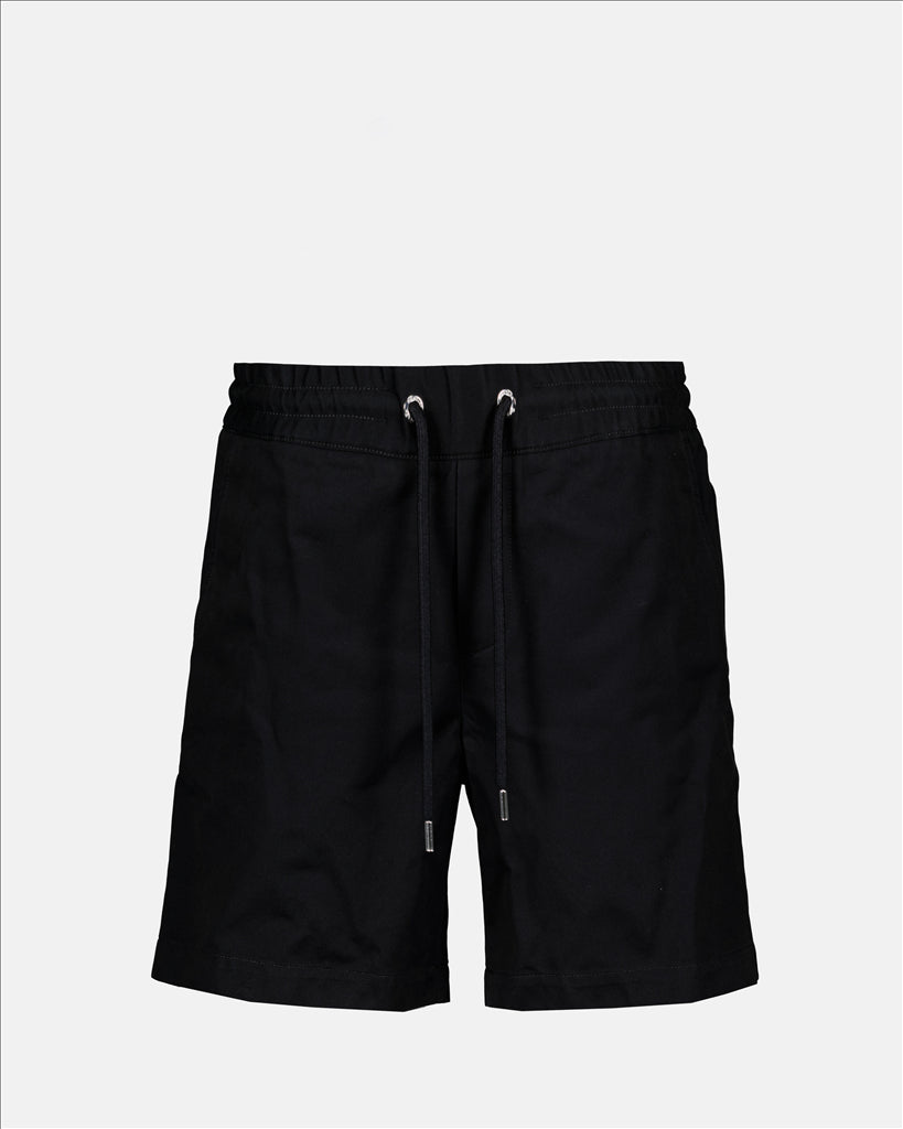 Black cotton shorts, Moncler men's, elegant shorts, casual luxury, men's summer clothing