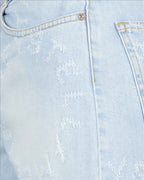 Stella McCartney denim shorts, luxury women's shorts, blue denim shorts, high-end fashion, designer women's clothing