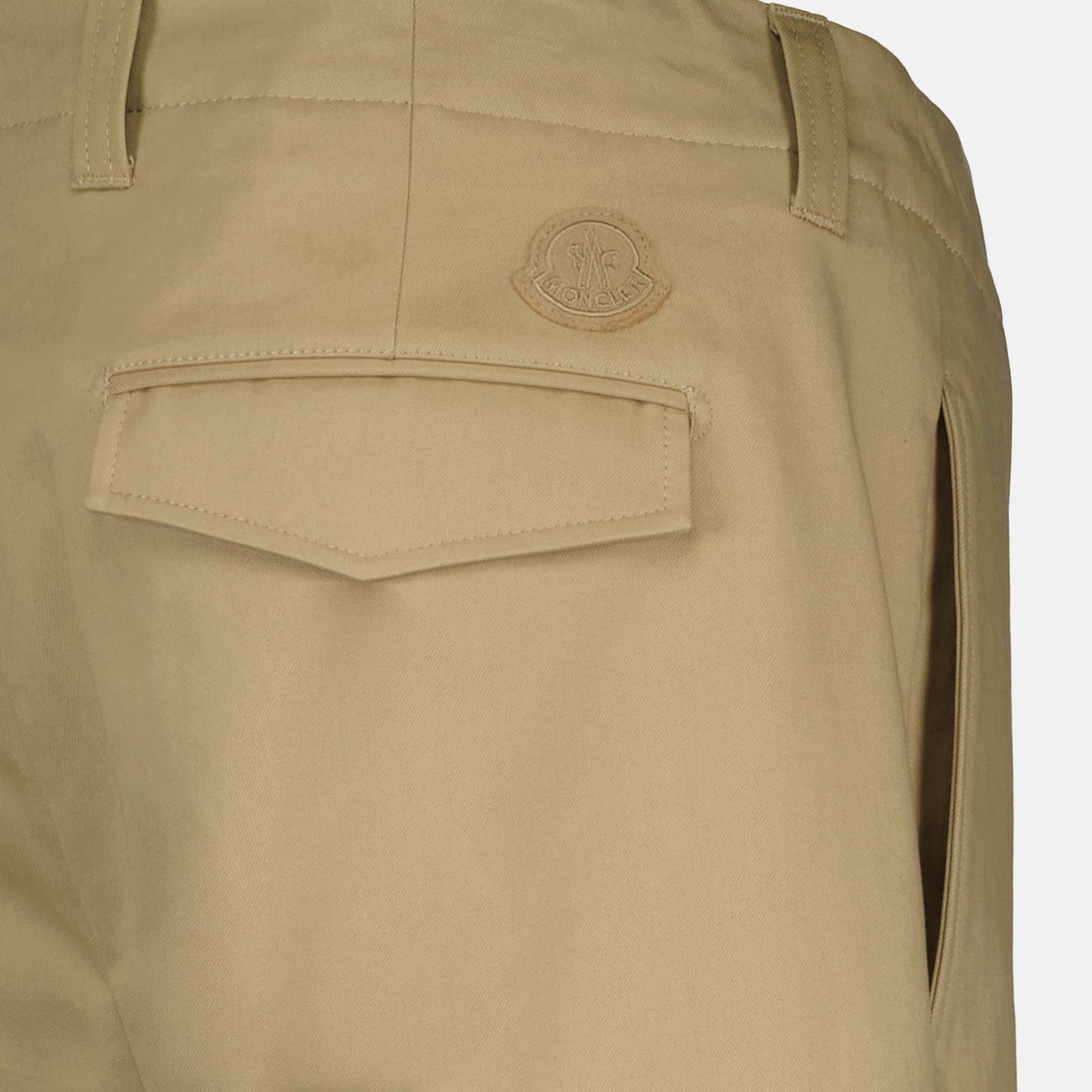 Moncler shorts, beige gabardine shorts, luxury men's shorts, high-end men's fashion, Moncler gabardine