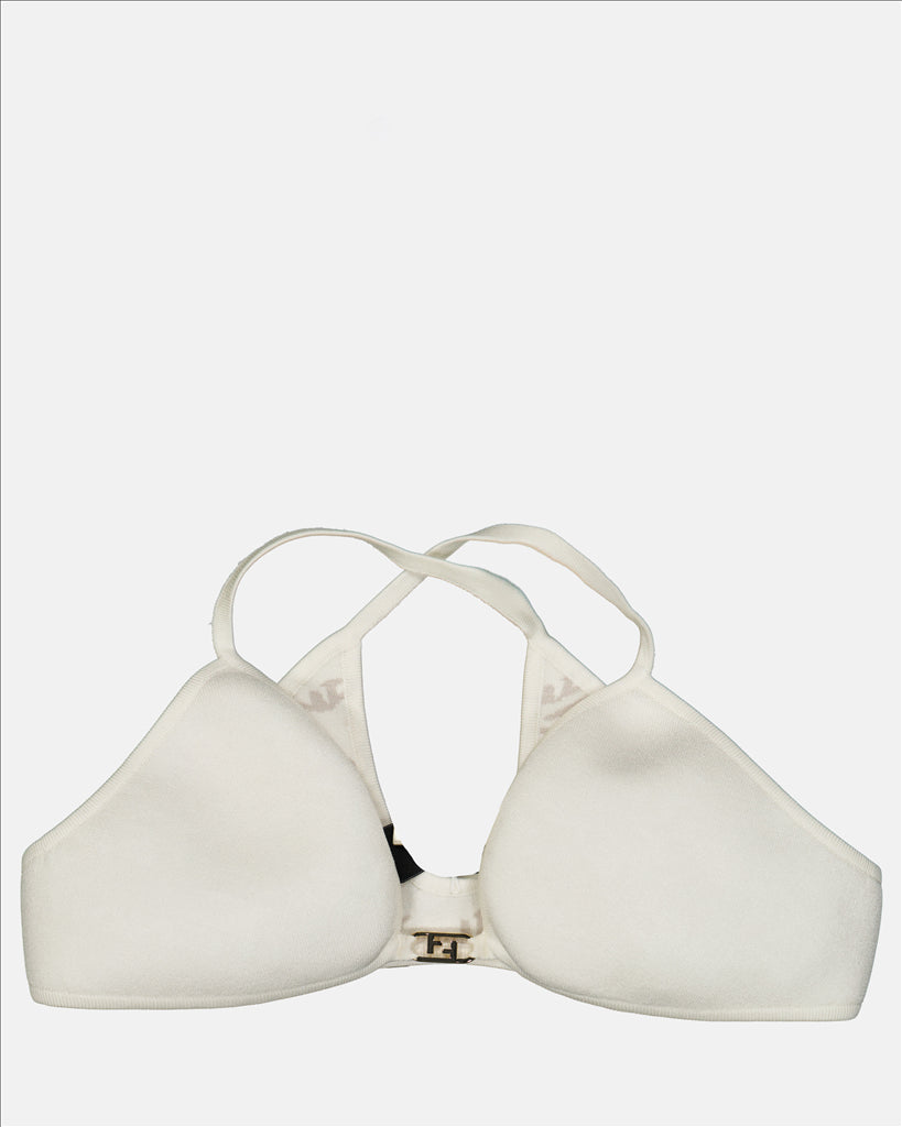 Fendi, Reversible Bra, Luxury Women's Lingerie, Women's White Bra, Fendi Brush