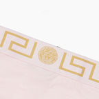 Versace panties, luxury lingerie, designer underwear, Medusa Greca band, rose pale string