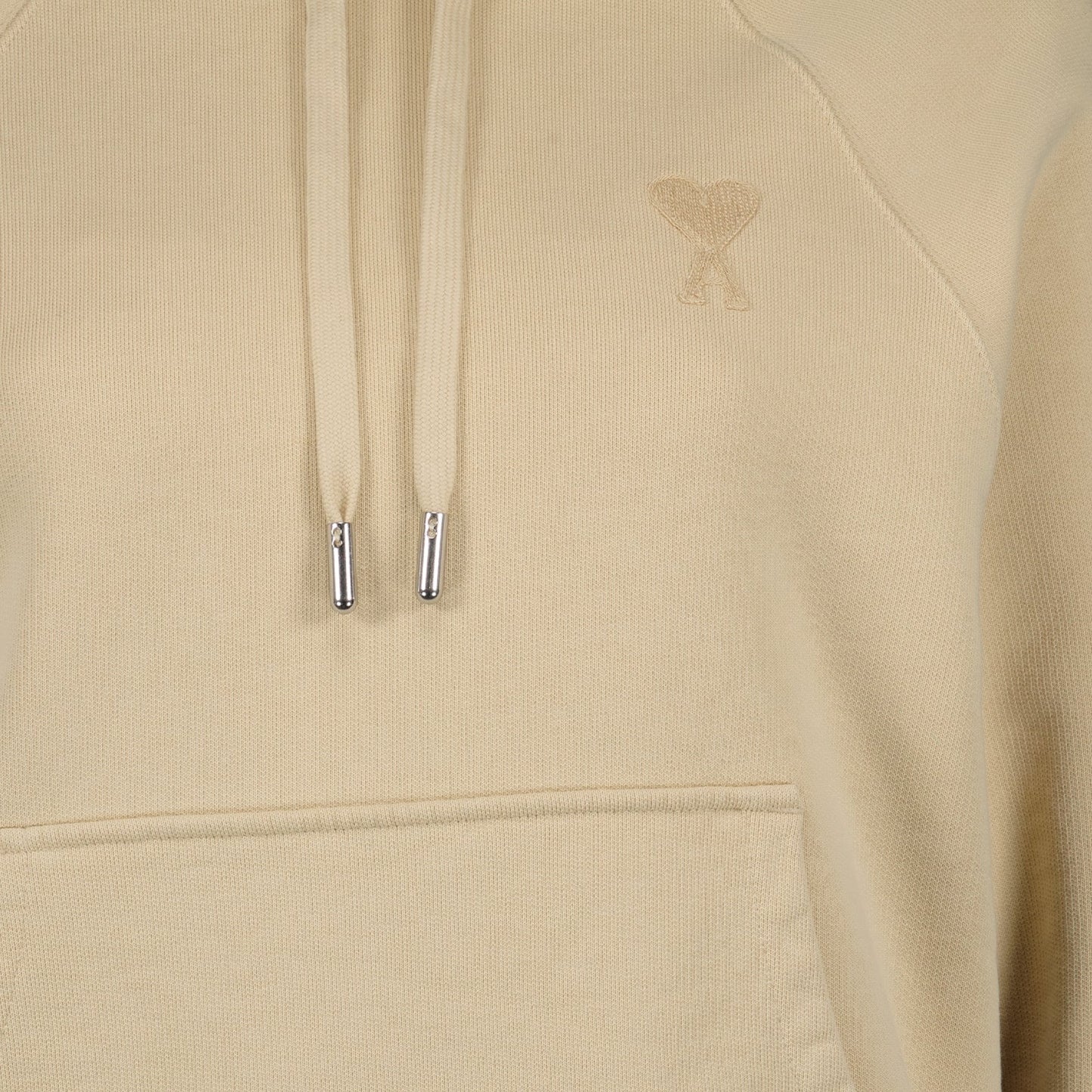 AMI Paris, Beige Hoodie, Unisex Luxury Hoodie, Ami de Coeur Hoodie, High-end Fashion