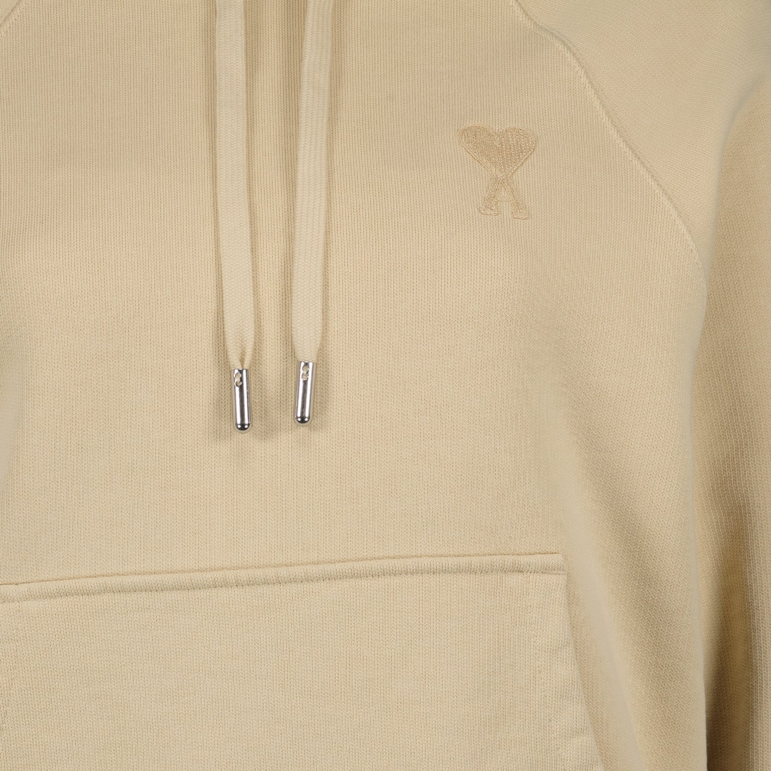 AMI Paris, Beige Hoodie, Unisex Luxury Hoodie, Ami de Coeur Hoodie, High-end Fashion