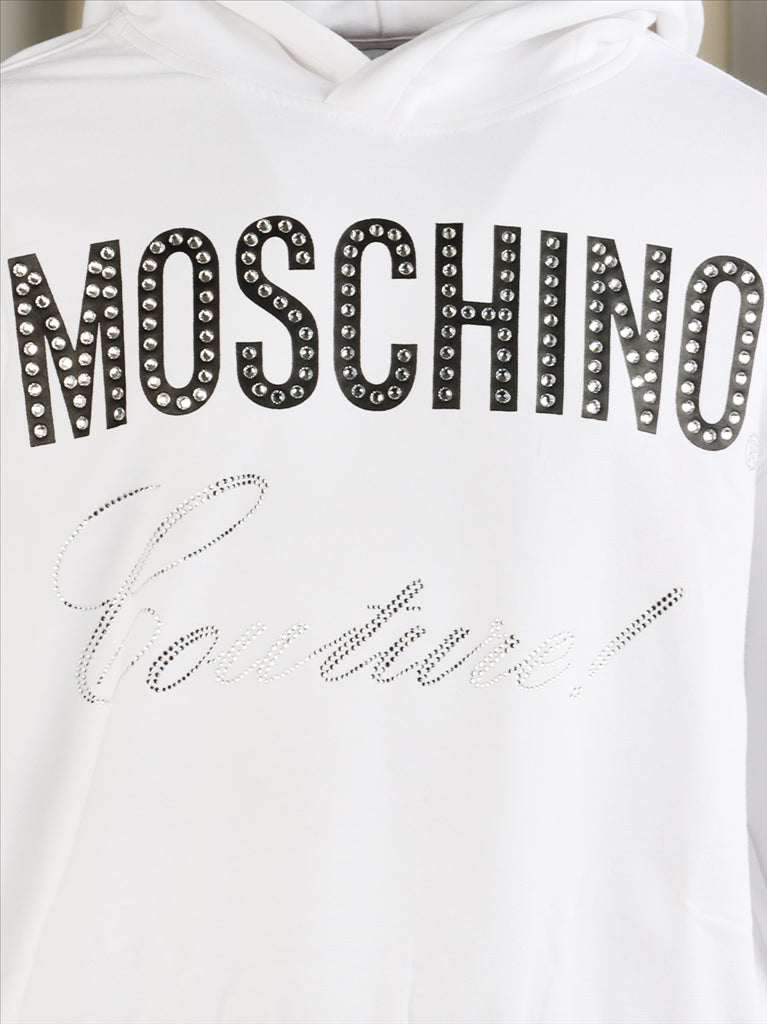 Moschino kids, luxury kidswear, white hooded sweatshirt, designer children’s clothing, high-end kids fashion