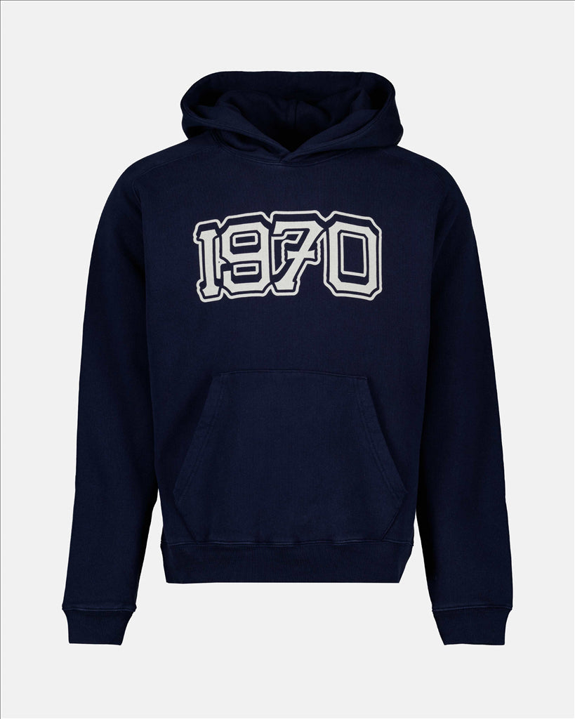 Kenzo Men's Sweatshirt, Blue Hoodie, Kenzo Varsity, Cotton Hooded Sweatshirt, Luxury for Men