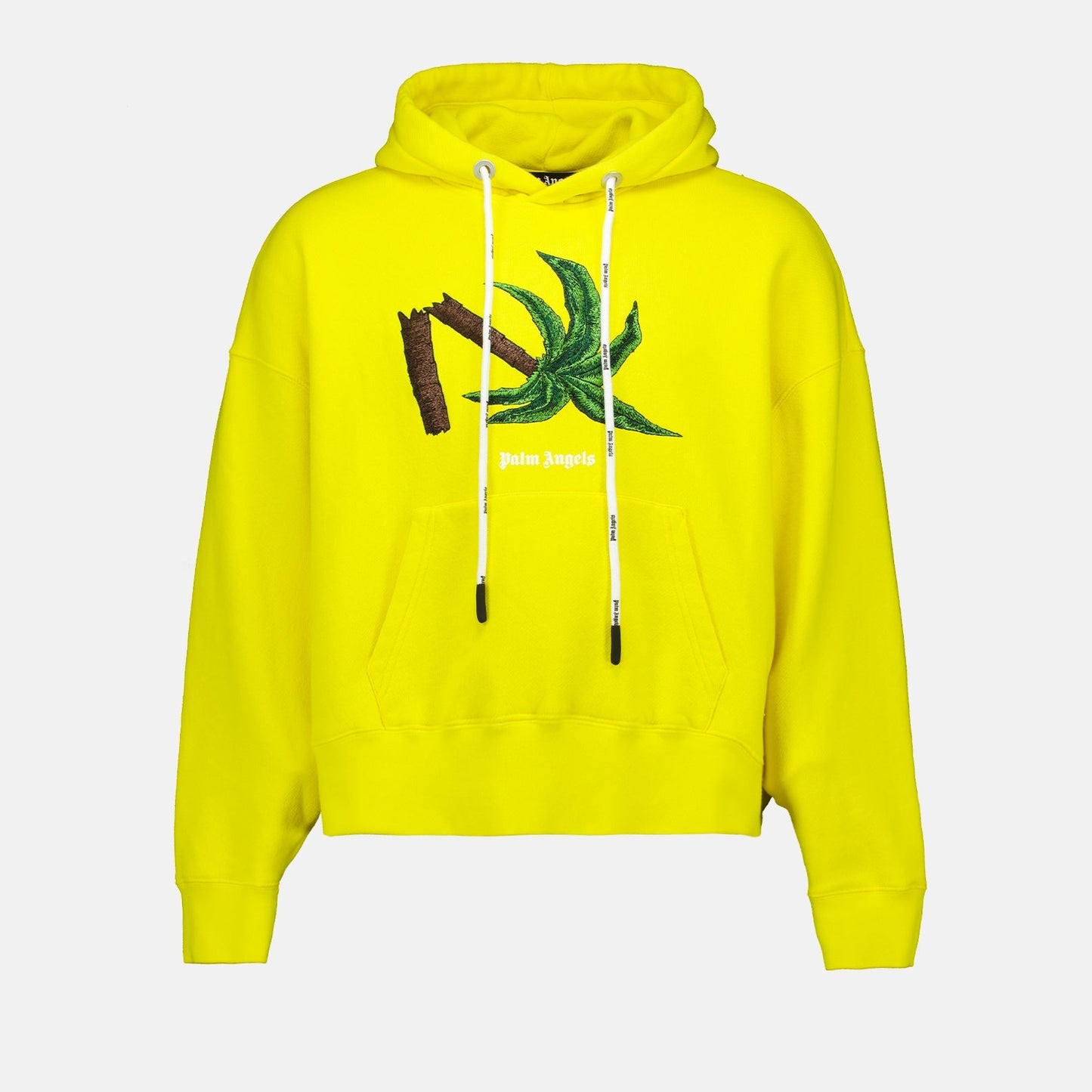 Yellow hoodie, Palm Angels, luxury streetwear, men's fashion, designer hoodie