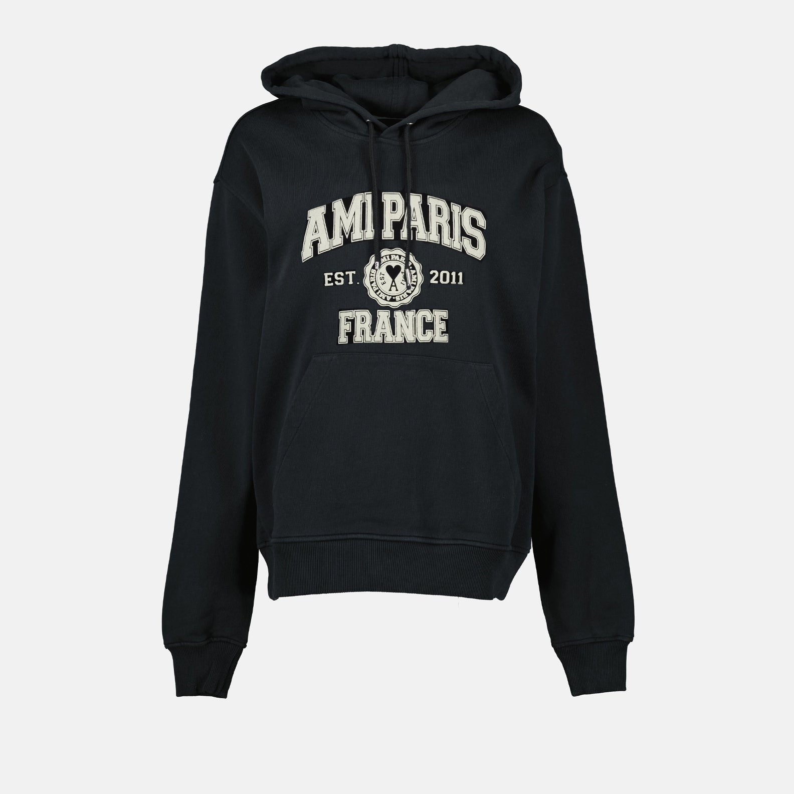 AMI Paris, black hoodie, organic cotton, unisex fashion, luxury casualwear