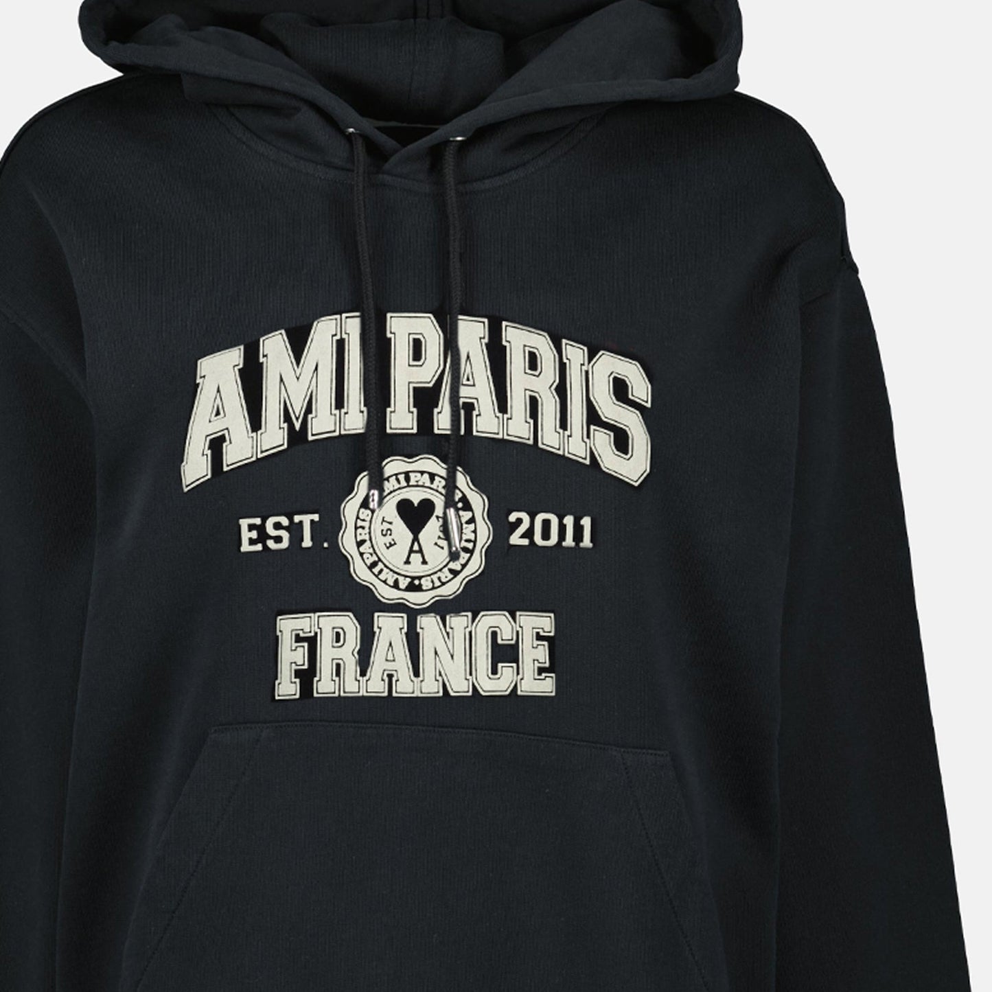 AMI Paris, black hoodie, organic cotton, unisex fashion, luxury casualwear