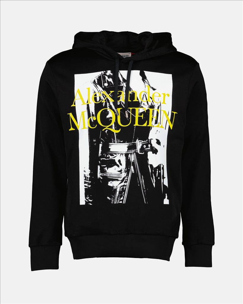 Alexander McQueen, printed hoodie, men's luxury fashion, black hoodie, designer sweatshirt
**