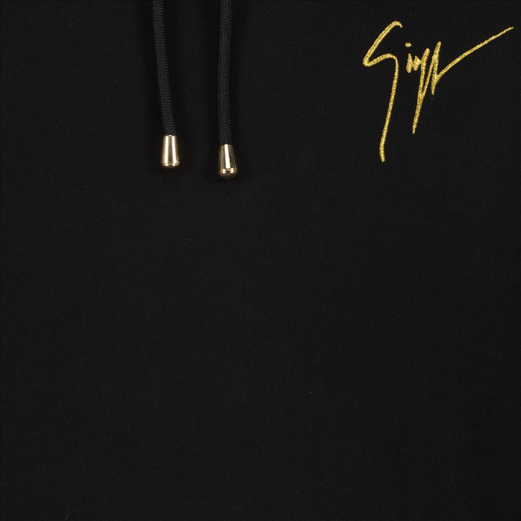 Giuseppe Zanotti, black hooded sweatshirt, luxury men's wear, designer sweatshirt, high-end fashion