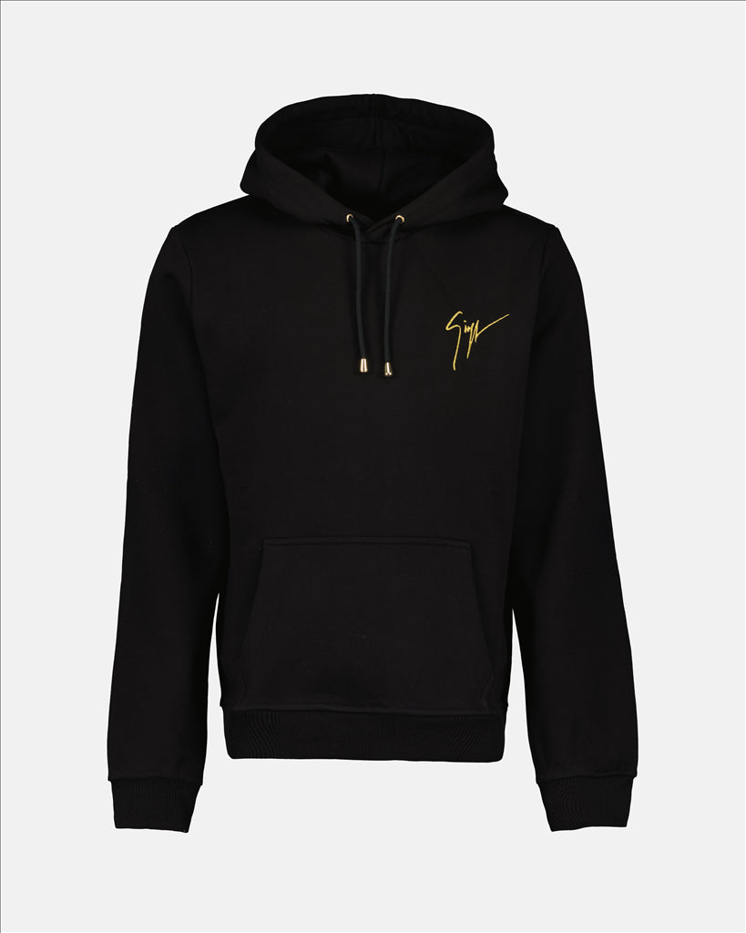 Giuseppe Zanotti, black hooded sweatshirt, luxury men's wear, designer sweatshirt, high-end fashion